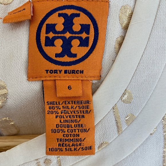 Tory Burch knee length dress size 6 ivory and gold - Picture 3 of 3
